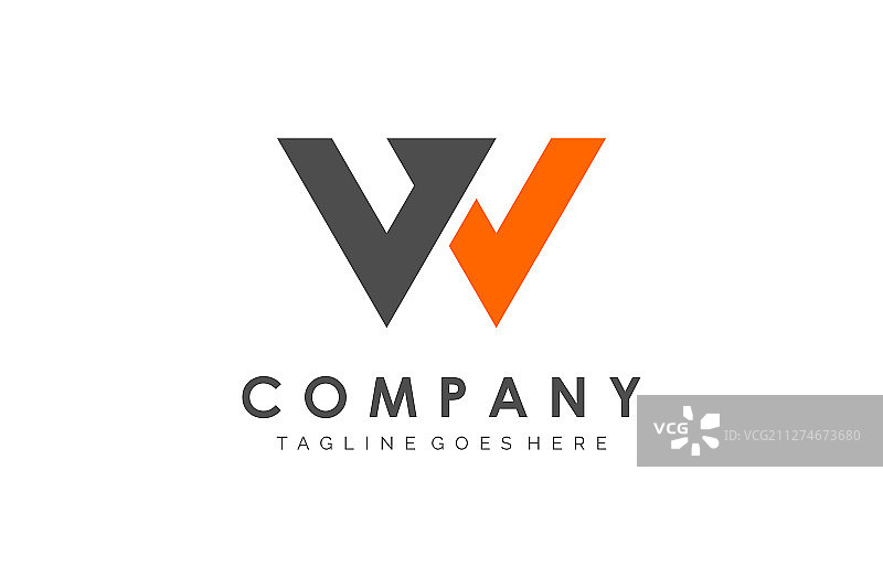 简约几何字母W扁平标志图片素材