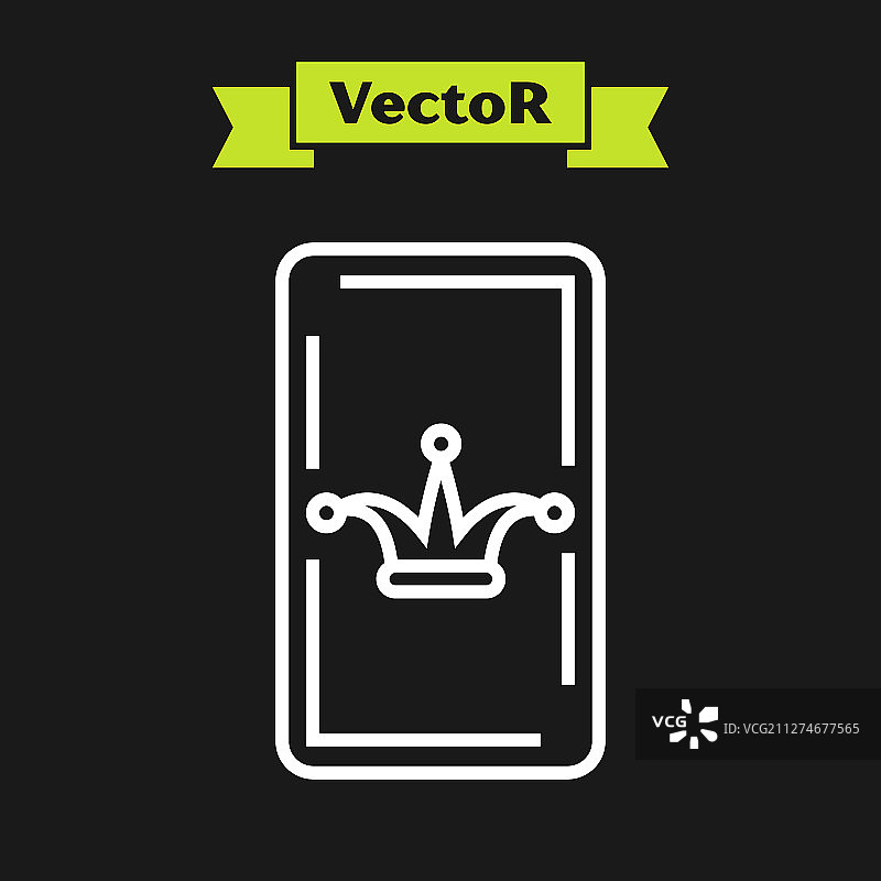 白色背景上的白色线条小丑纸牌图标图片素材