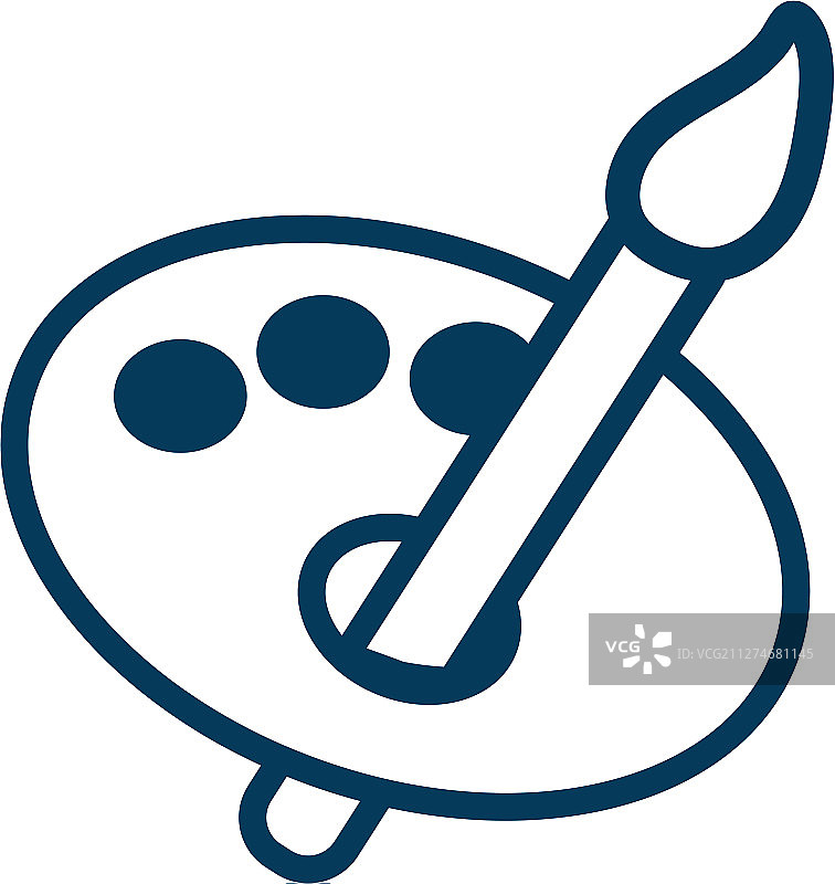 调色板和画笔儿童玩具线条风格图标图片素材