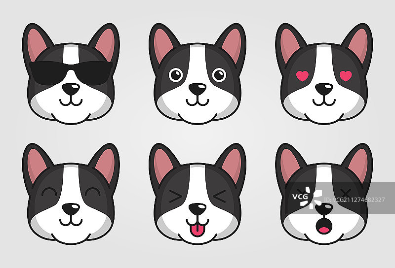 可爱小狗脸部集合图片素材