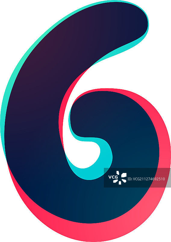 渐变重叠数字6标志图片素材