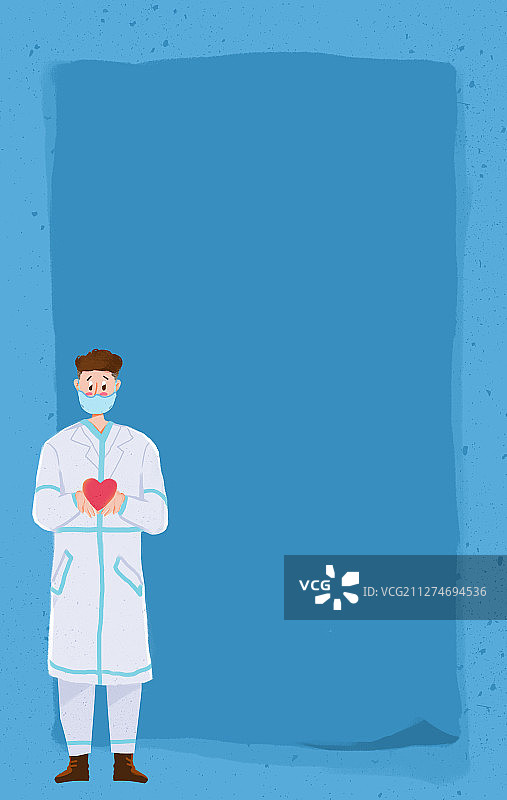 一个站立捧着爱心的男医护人员图片素材