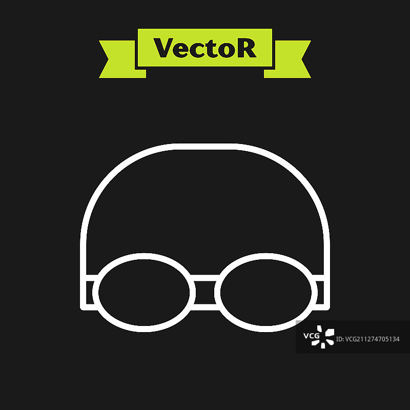 游泳眼镜和泳帽白色线条图标图片素材