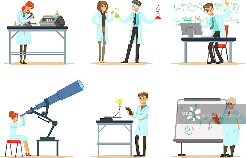 科学家在实验室进行研究和计算图片素材