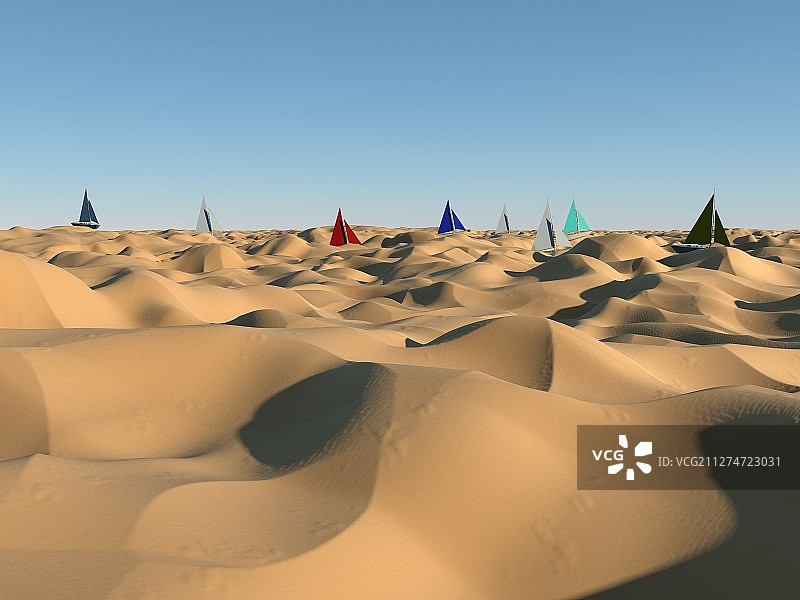 沙海里的帆船图片素材