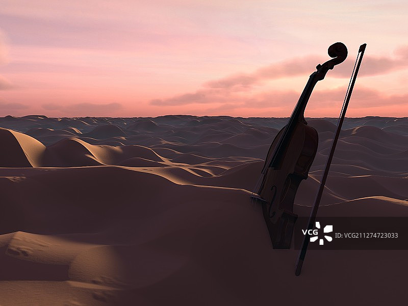 沙漠中的小提琴图片素材