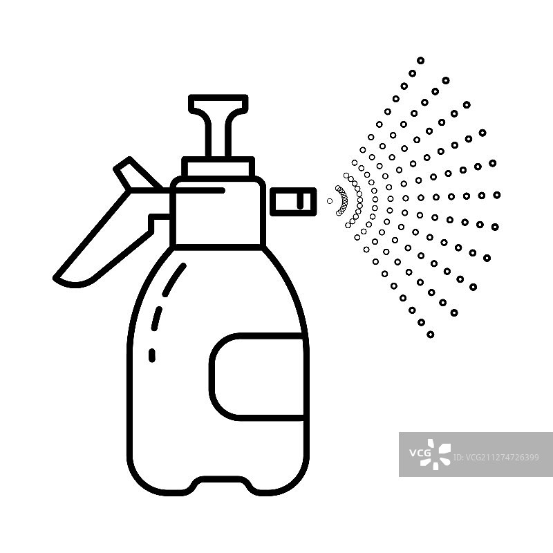 带泵的手动喷雾器线性图标图片素材
