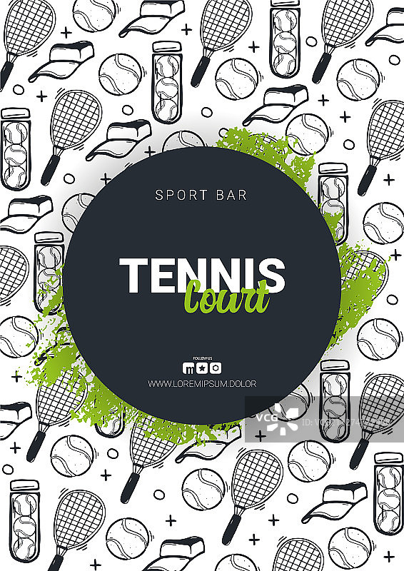 手绘涂鸦背景网球banner图片素材