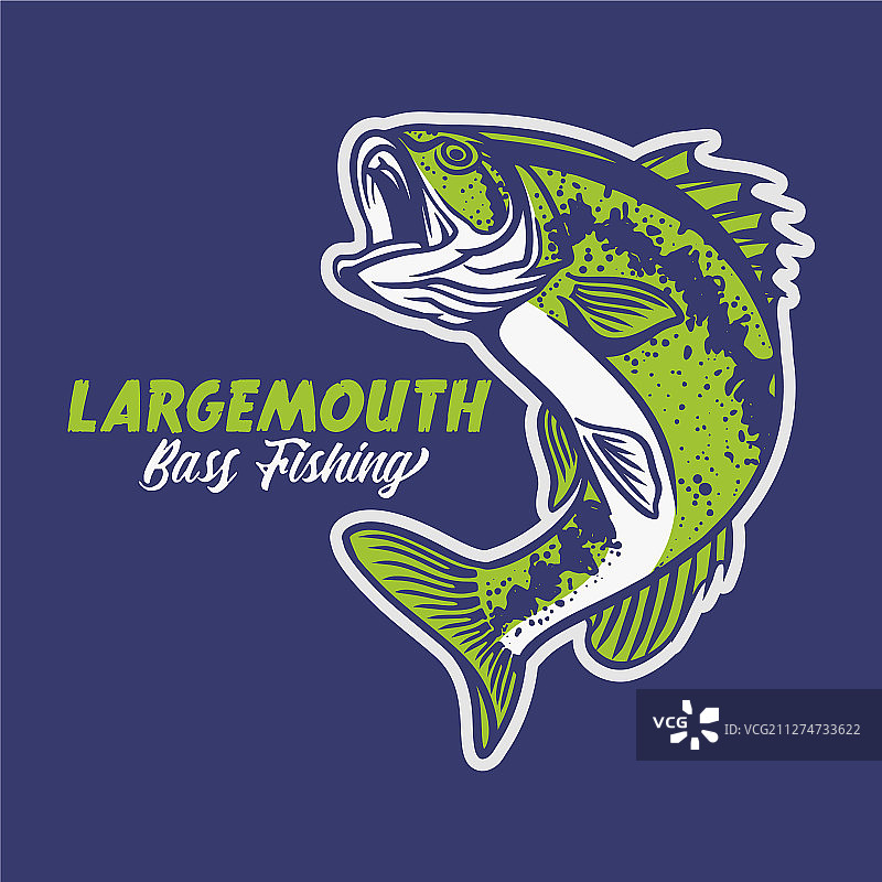 蓝色大口黑鲈钓鱼俱乐部标志图片素材