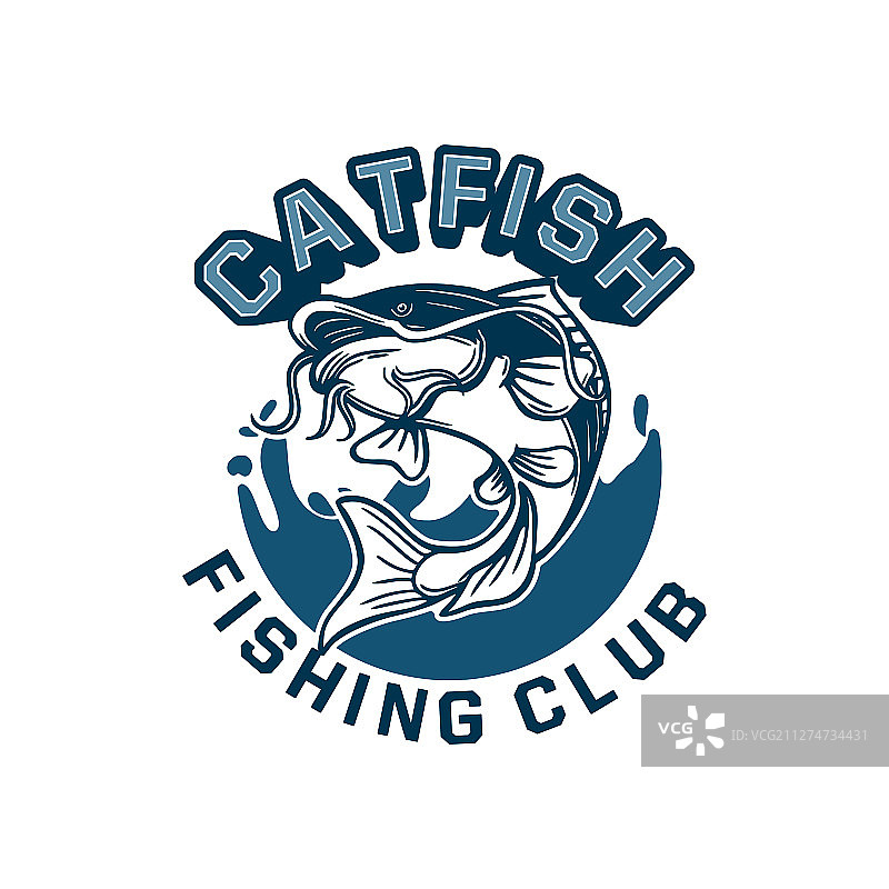 蓝色水面背景下的鲶鱼跳跃图片素材