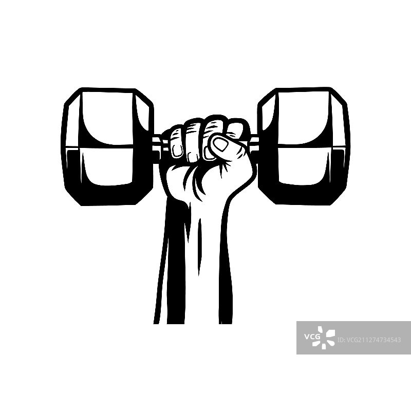 手持六角哑铃，白色背景图片素材