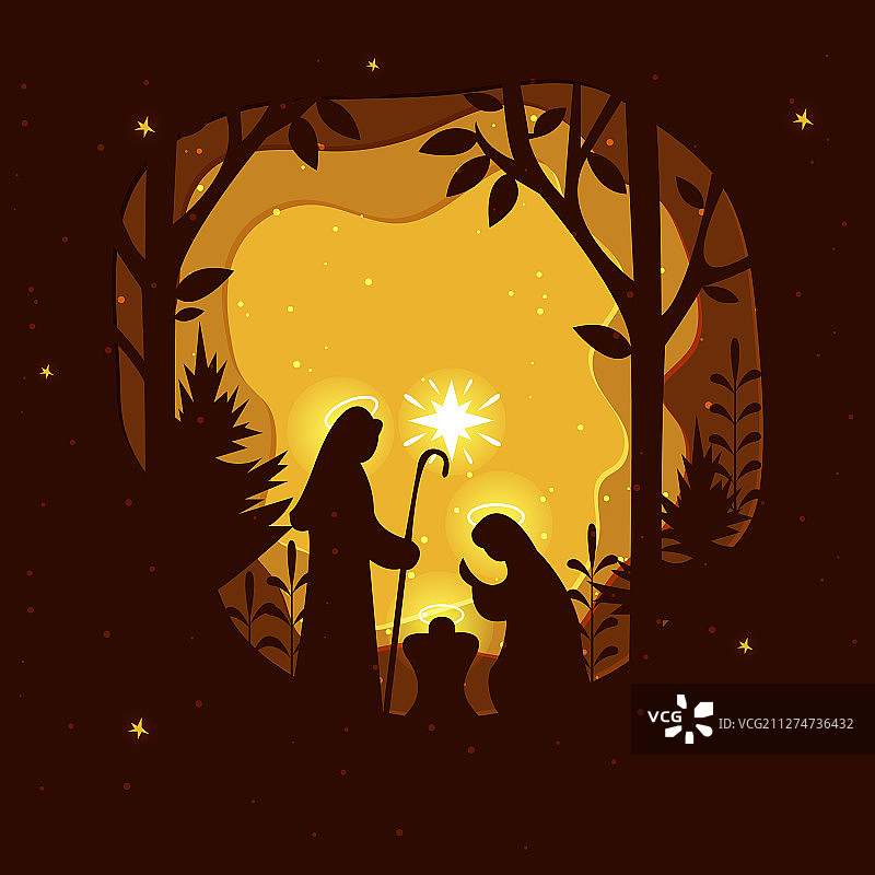 耶稣诞生场景与圣家庭图片素材