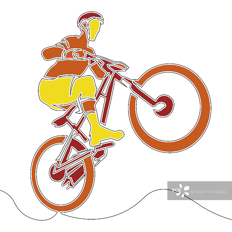 扁平连续线条骑行者概念图片素材