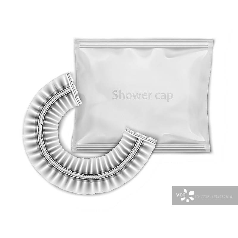 白色防水折叠浴帽样机图片素材