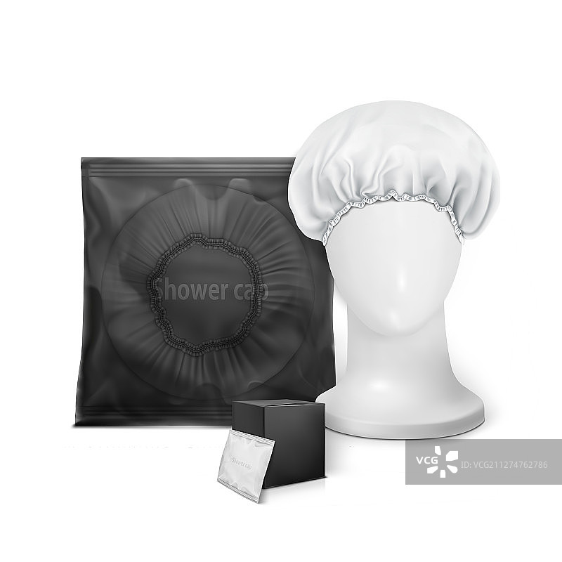 白色防水浴帽样机套装图片素材