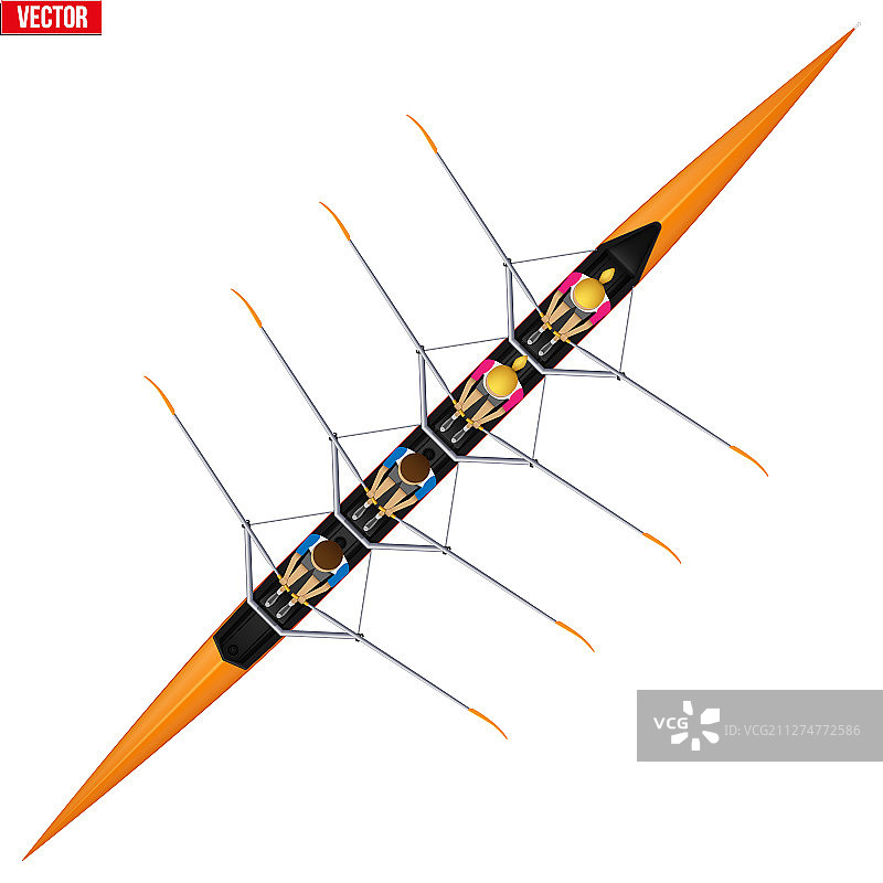 混合桨手划的四人赛艇图片素材