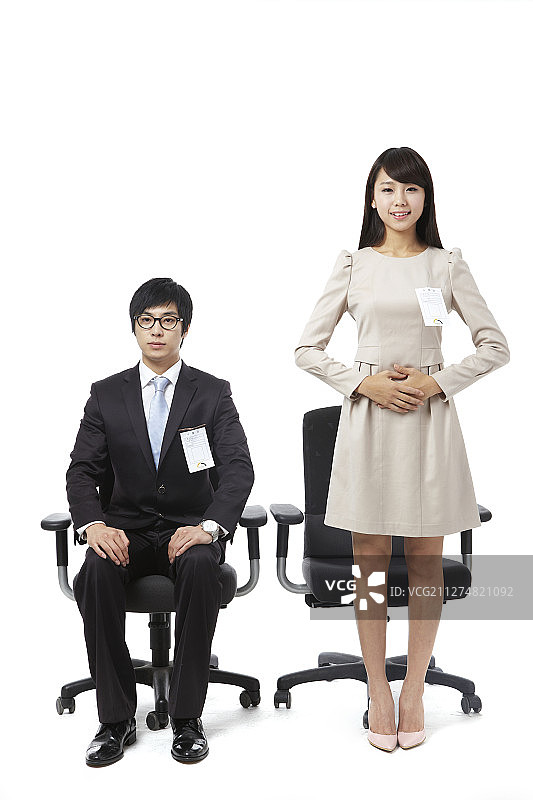 面试中坐在椅子上的男女求职者的摄影作品图片素材