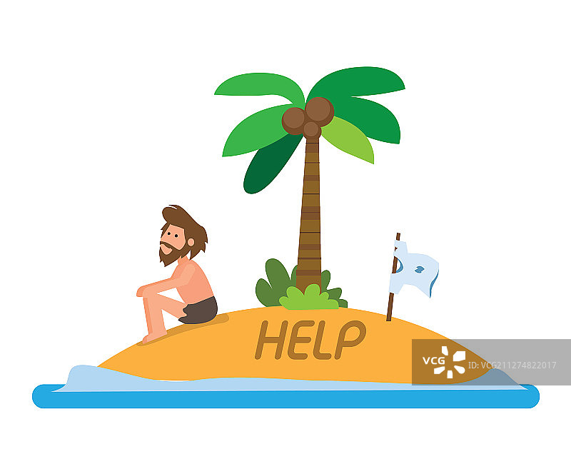 男子被困荒岛图片素材