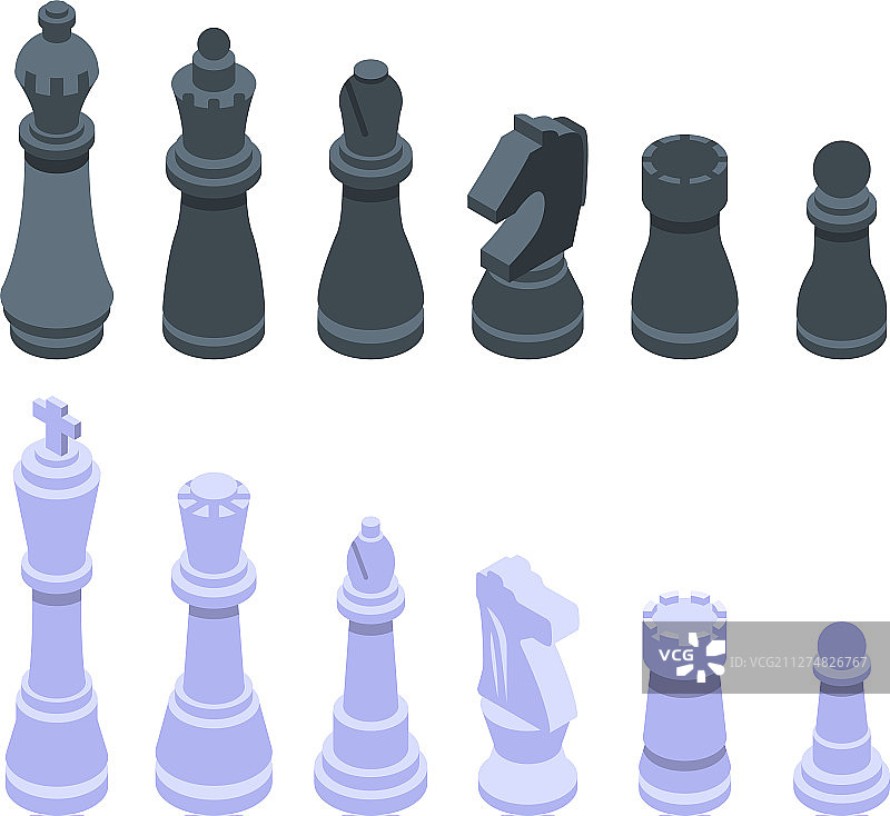 国际象棋图标等距风格合集图片素材
