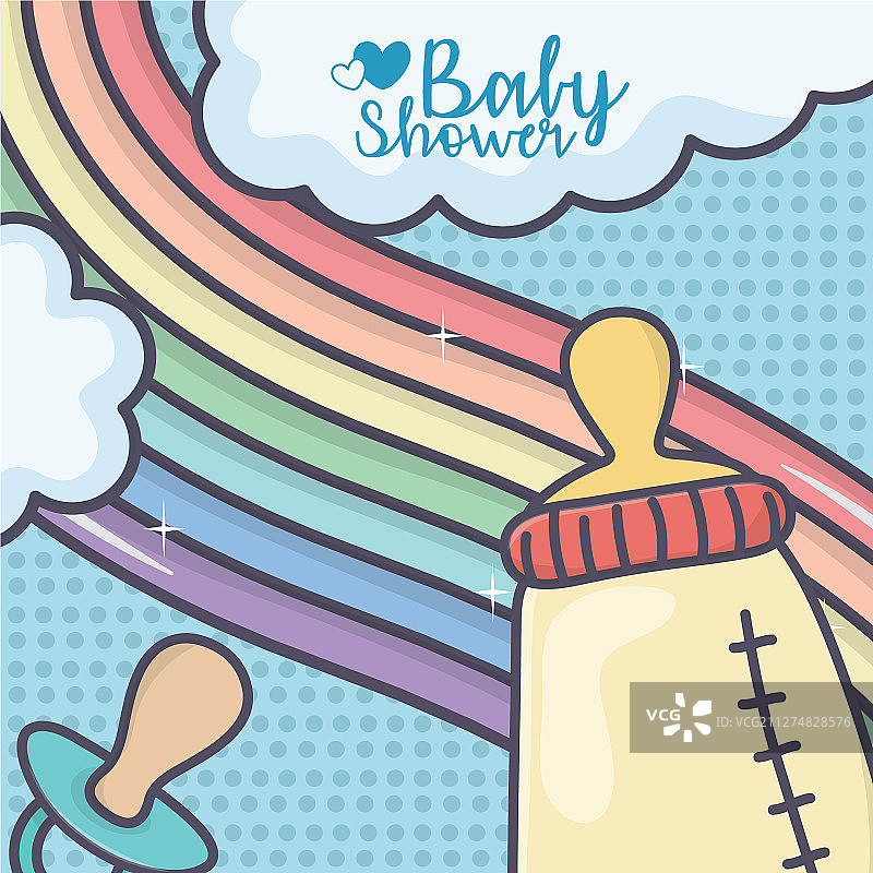 奶瓶奶嘴彩虹云朵图片素材