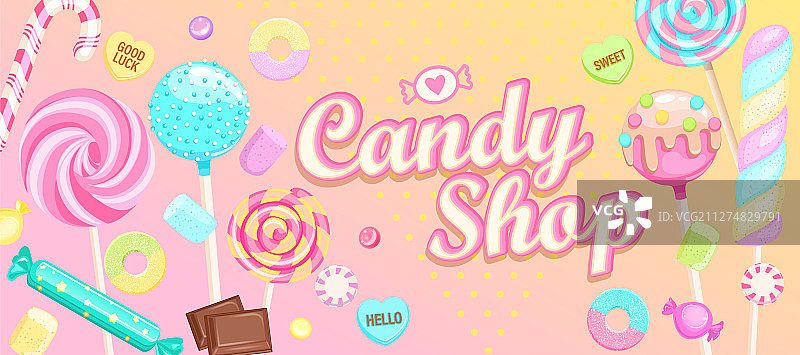 糖果店欢迎banner与甜点图片素材