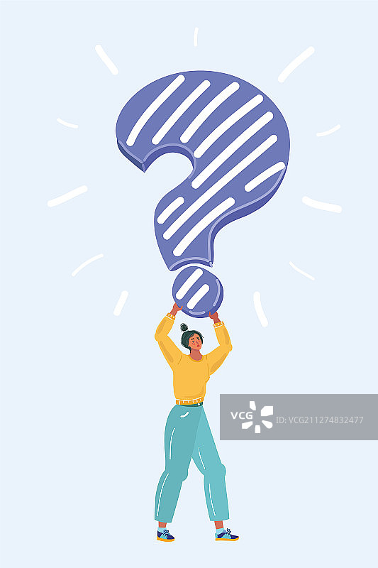 女人拿着问号图片素材