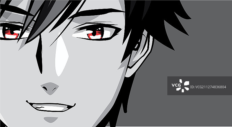 动漫风格单色青年男子人脸图片素材