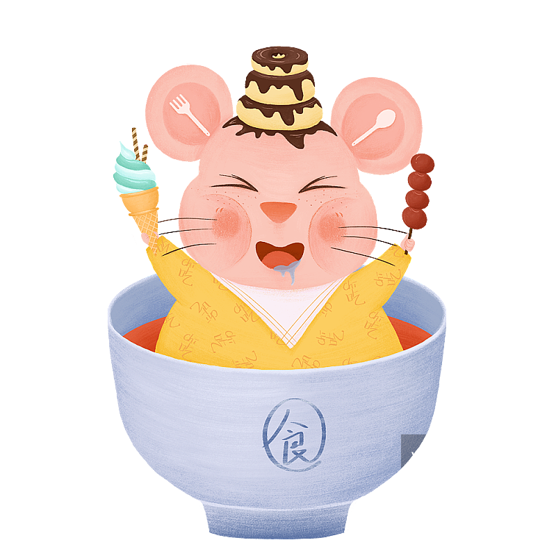 在碗里的可爱老鼠图片素材