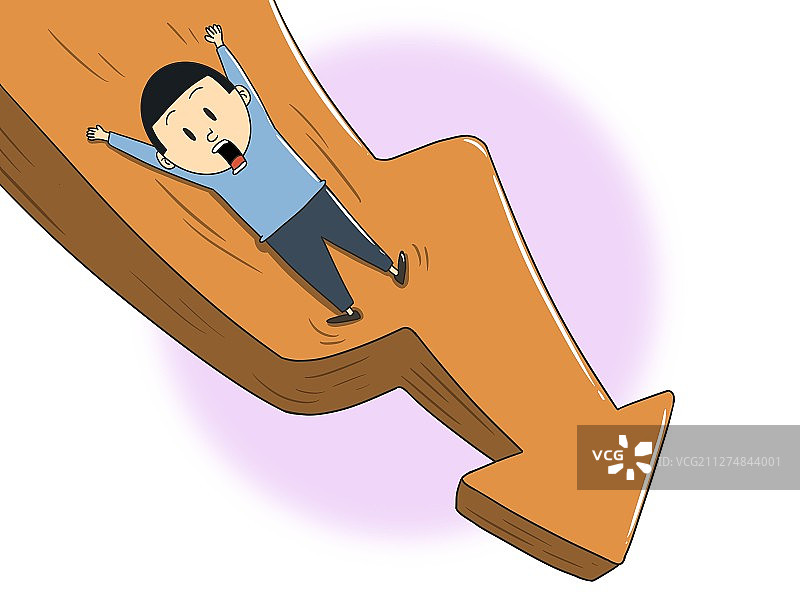 插画：黄金股价经济大跌下滑图片素材