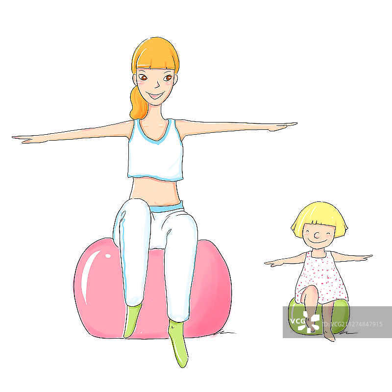 瑜伽球插画图片素材