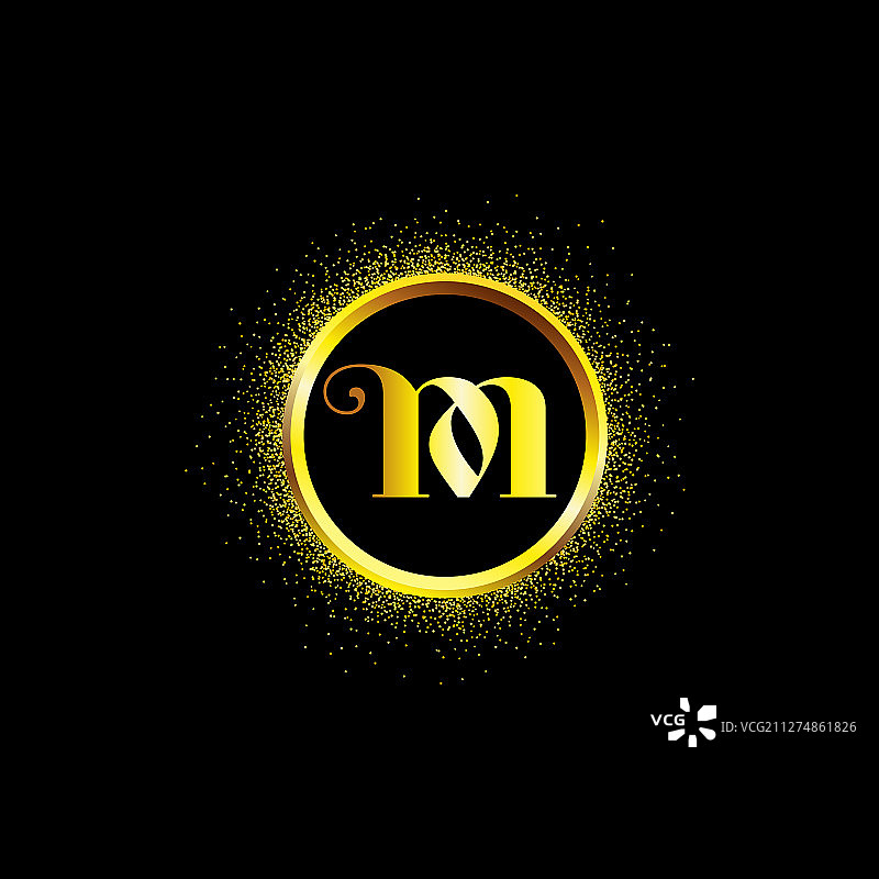 金色M字母图标图片素材