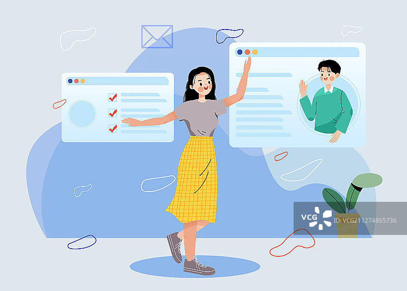 在线办公卡通插画图片素材