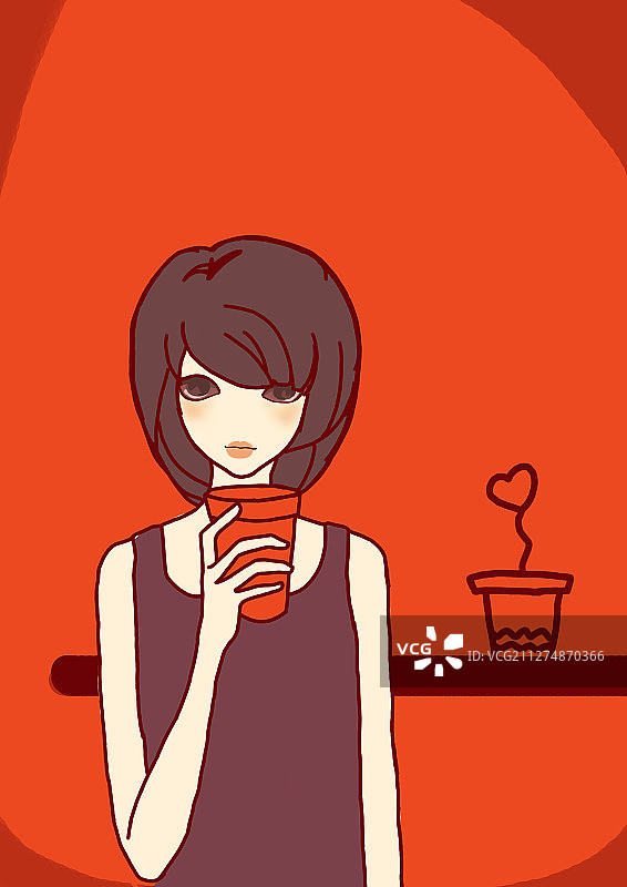 少女插画图片素材