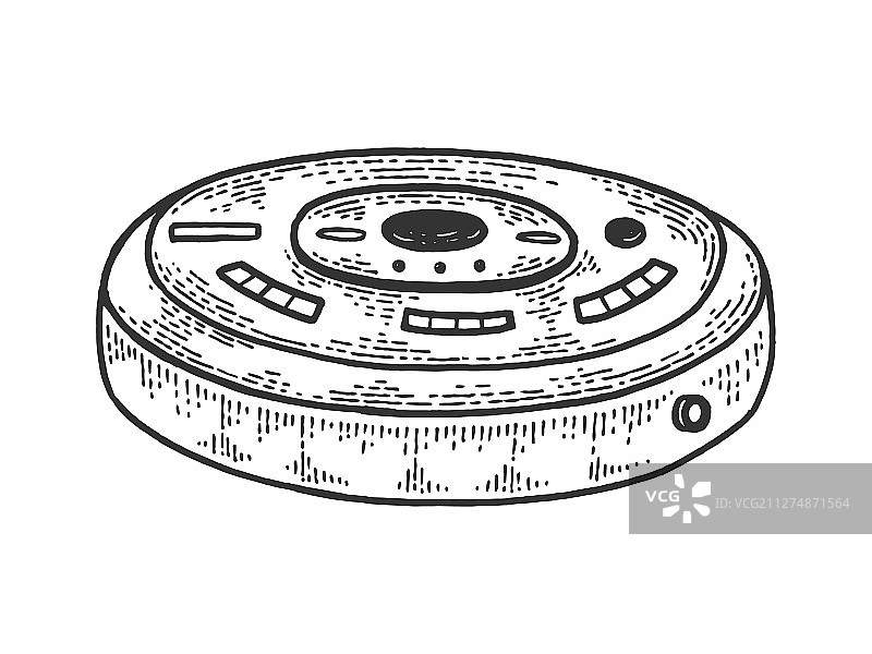 机器人真空吸尘器素描雕刻图片素材