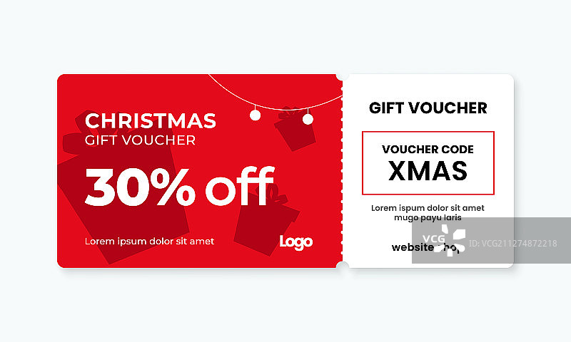 圣诞礼物代金券卡片模板，促销30%图片素材
