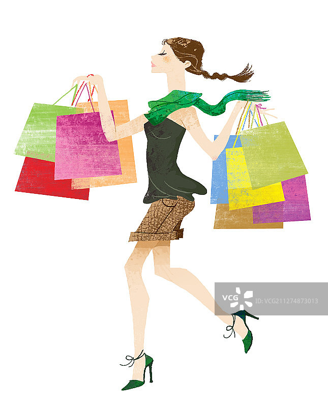 女性购物插画图片素材