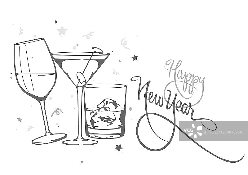 新年酒杯酒精饮品图片素材