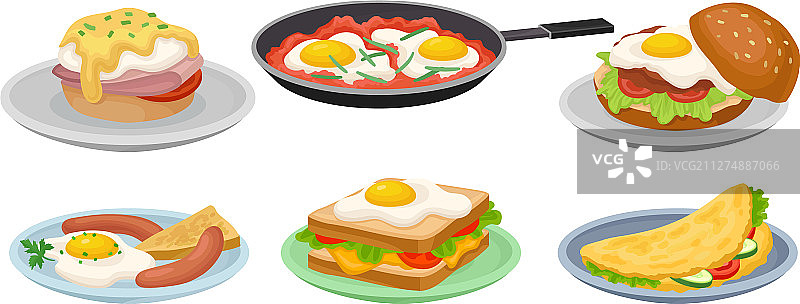 鸡蛋制成的各种菜肴图片素材