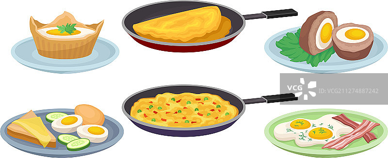 鸡蛋制成的各种菜肴图片素材