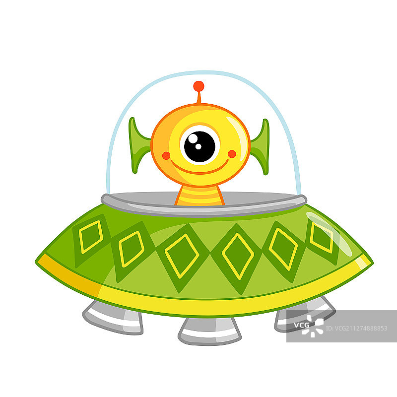 坐在飞碟里的可爱太空怪物图片素材
