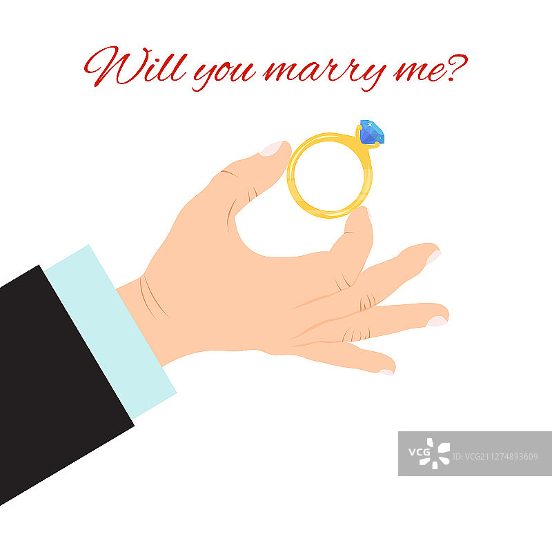 男人手戴订婚戒指图片素材