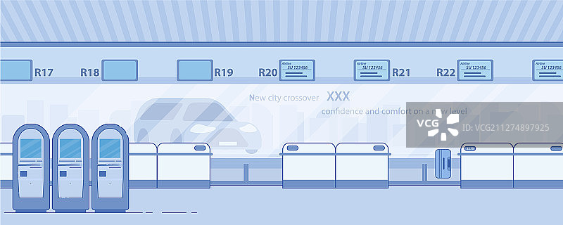 现代扁平风格机场航站楼走廊图片素材