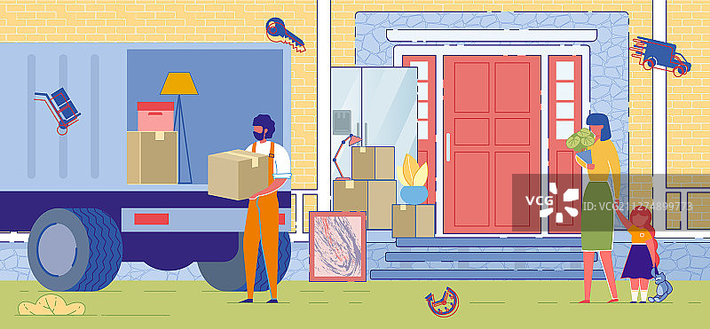 家庭搬家和搬运家具图片素材