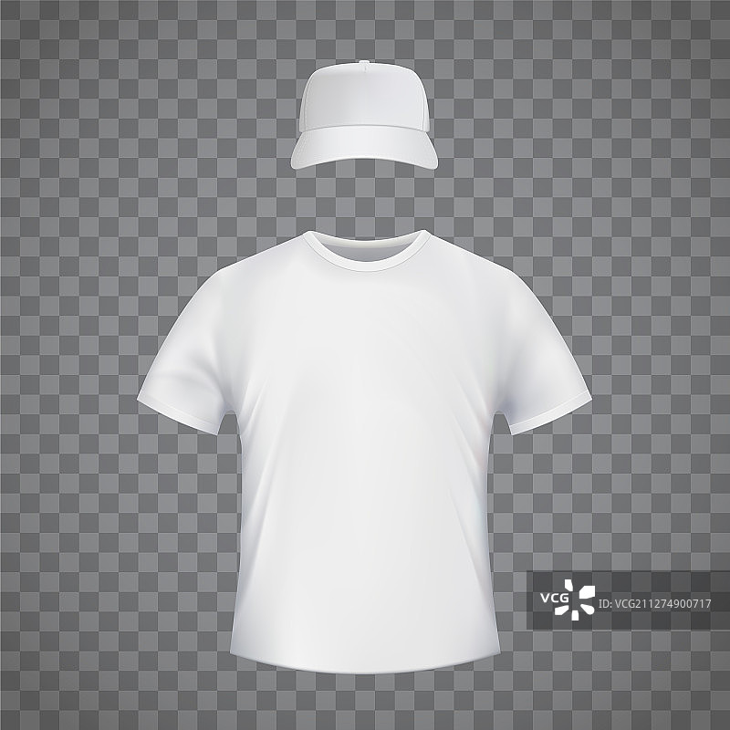 白色T恤和棒球帽模板图片素材
