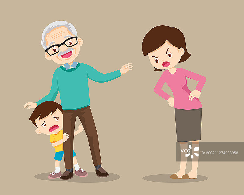 爷爷被妈妈责骂图片素材