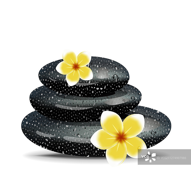 石头金字塔与鸡蛋花图片素材