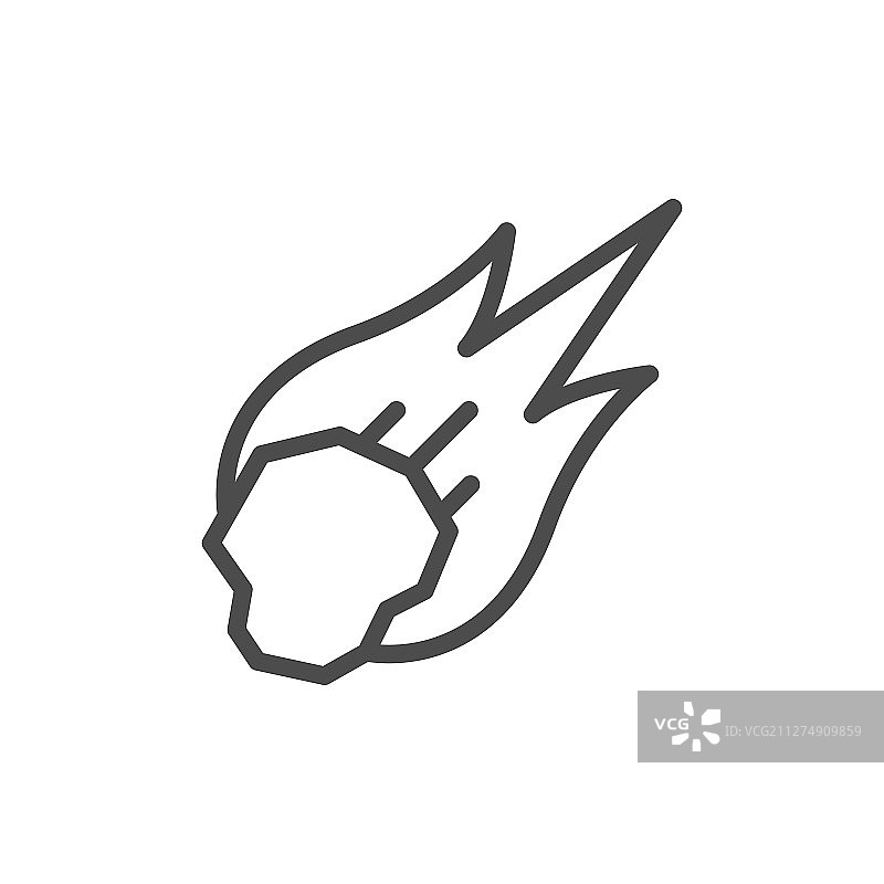 燃烧的太空物体线条轮廓图标图片素材