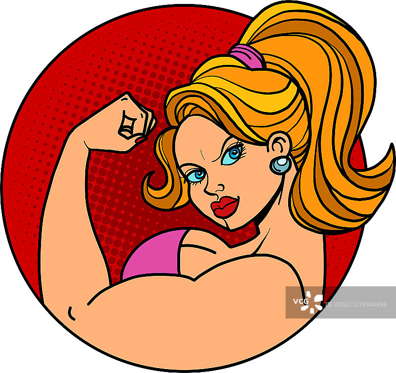 展示肱二头肌的健壮女人图片素材