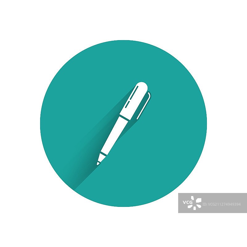 绿色背景上的白色钢笔图标图片素材