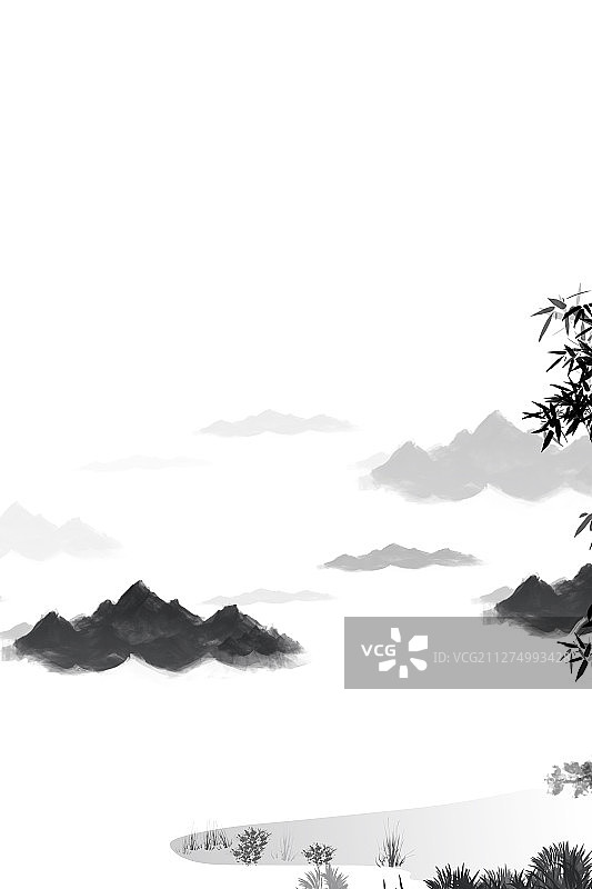 卡通手绘中国水墨风格清明节插画图片素材